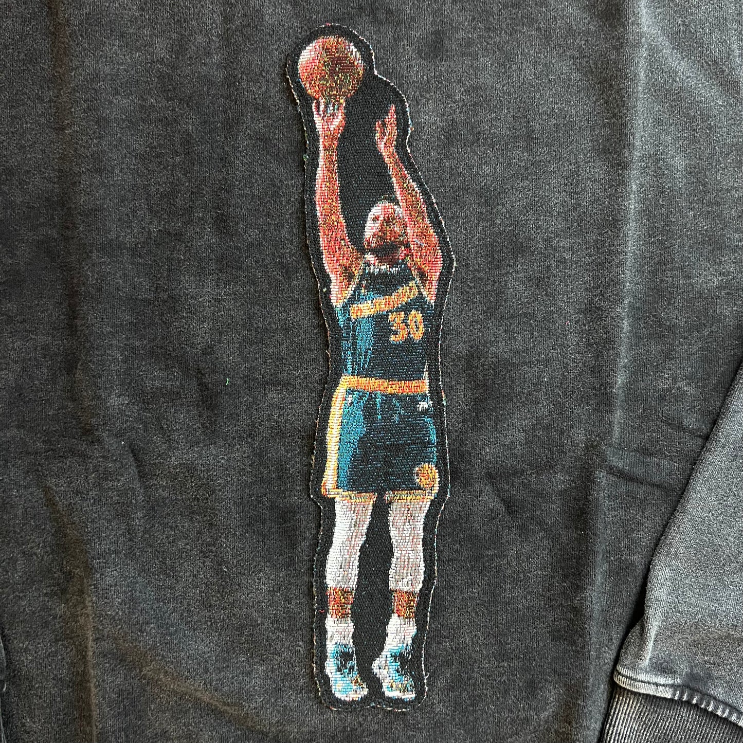 Stephen Curry Long Sleeve Crewneck Remake Sweatshirt-Acid Wash Black